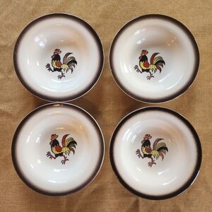 Metlox Poppytrail Rooster Vintage Bowls - Set Of 4
